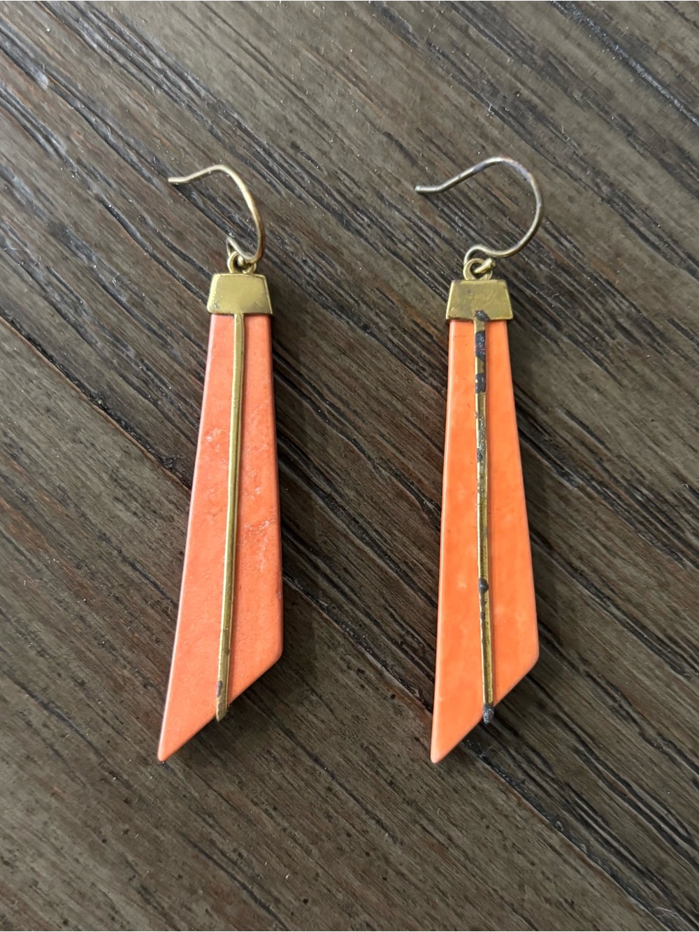 Silpada Orange Howlite and Brass Angular Drop Earrings